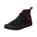 Desigual Beta Militar  – Sneakers damă casual, negri, cu model camuflaj și inimă roșie- Marime 36