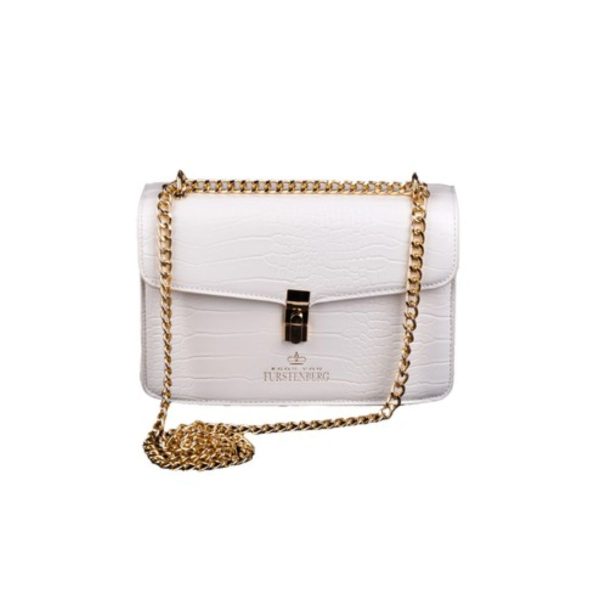 Geantă Crossbody EGON VON FURSTENBERG pentru Femei – Textură Python, Logo, Cu Închidere cu Clichet, Dimensiuni Mici