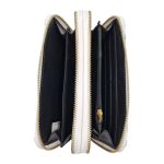 Portofel Damă cu Două Rânduri de Fermuar – Imitatie Piele, Alb & Negru, 12 Carduri - imagine 4