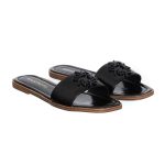 Rinascimento Papuci – papuci damă din piele, negru casual - imagine 2