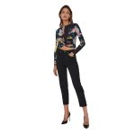 Bluza Desigual Uma – Negru, Imprimeu Floral, Crop, Maneci Lungi - imagine 2