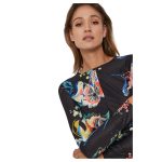 Bluza Desigual Uma – Negru, Imprimeu Floral, Crop, Maneci Lungi - imagine 5
