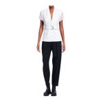 Bluză din Dantelă MARCIANO by GUESS – Culoare Solidă, Guler în V, Mâneci Scurte, Centură Inclusă - imagine 2