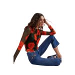 Bluza din Tulle cu Model Floral Desigual – Slim Fit, Verde - imagine 4