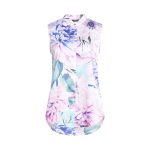 Cămașă Floral MARCIANO by GUESS, Satin, Guler Mandarin – Fără Mâneci, Culoare Vibrantă