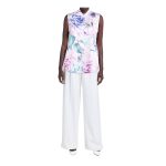 Cămașă Floral MARCIANO by GUESS, Satin, Guler Mandarin – Fără Mâneci, Culoare Vibrantă - imagine 2