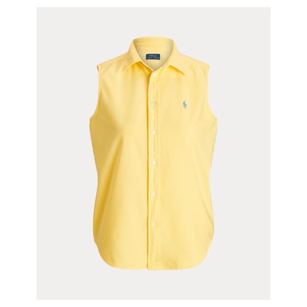 Cotton Oxford Sleeveless Shirt - Relaxed Fit, 100% Bumbac- Marime L