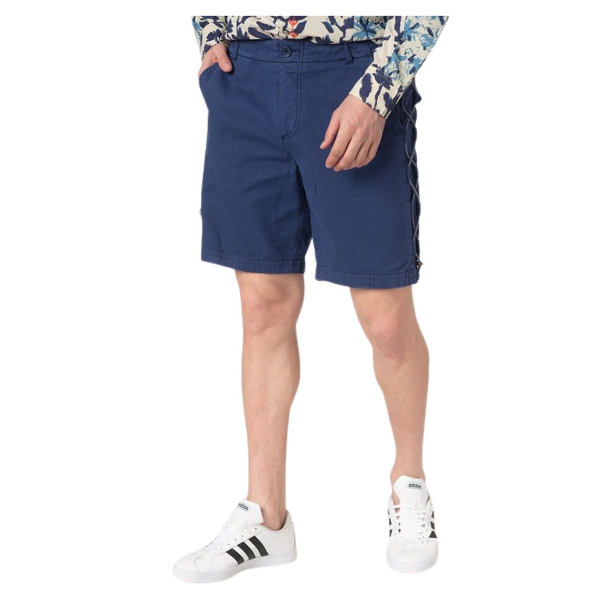 DESIGUAL, Bermude cu sireturi in partile laterale Max, Albastru inchis_5 Bermude Desigual Max cu Șireturi Laterale – Albastru Închis, Croială Relaxată - imagine 1