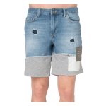 Pantaloni Scurți de Denim Desigual Axel cu Terminații de Jerseu – Albastru Deschis - imagine 4