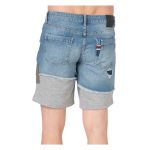 Pantaloni Scurți de Denim Desigual Axel cu Terminații de Jerseu – Albastru Deschis - imagine 3