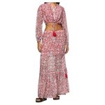 Fustă Lungă Brunella by Pepe Jeans – Chiffon Creponat cu Imprimeu și Detalii cu Ciucuri- Marime XS