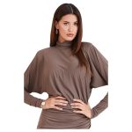 Rochie Guess Bianca pentru Femei – Slim Fit, Mânecă Lungă, Guler Vertical, Bej - imagine 3