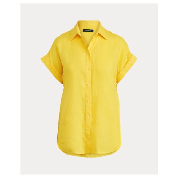 Lauren Linen Short-Sleeve Shirt - Cămașă Relaxată cu Guler Point