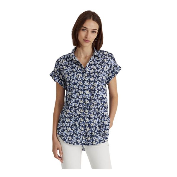 Lauren Ralph Lauren Floral Linen Short-Sleeve Shirt - Cămașă Florală din In cu Mâneci Scurte