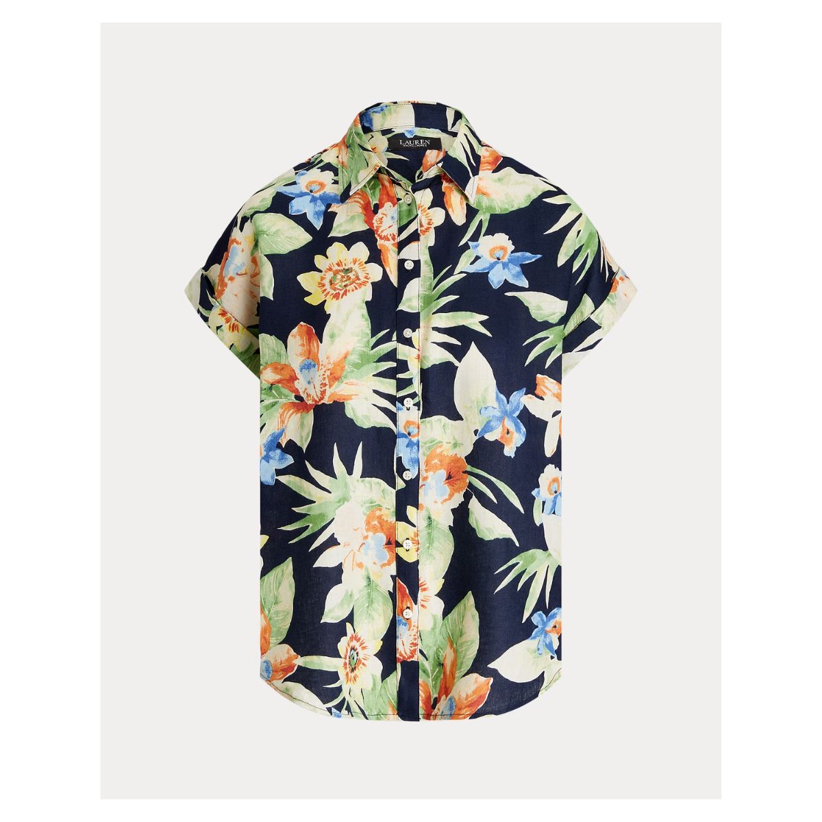 Lauren Ralph Lauren Relaxed Fit Floral Short-Sleeve Shirt Lauren Ralph Lauren Relaxed Fit Floral Short-Sleeve Shirt - Cămașă Florală cu Mâneci Scurte din In - imagine 1