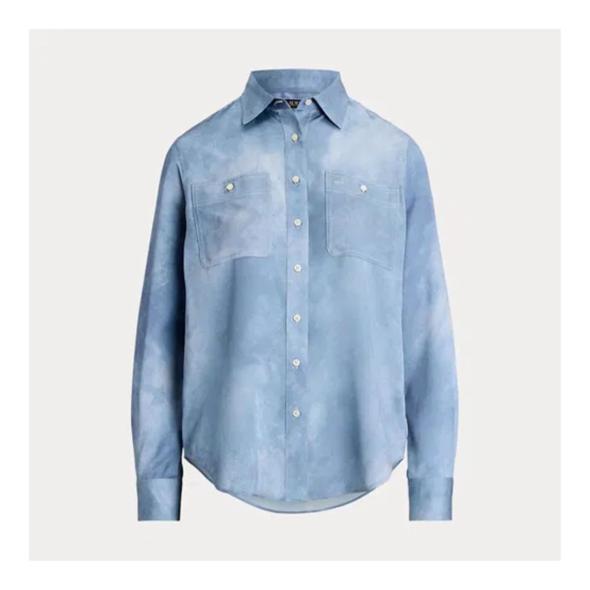 Lauren Ralph Lauren Relaxed Fit Print Charmeuse Shirt_1 Lauren Ralph Lauren Relaxed Fit Print Charmeuse Shirt - Cămașă Relaxată cu Imprimeu Inspirat de Marea Mediterană- Marime S - imagine 1