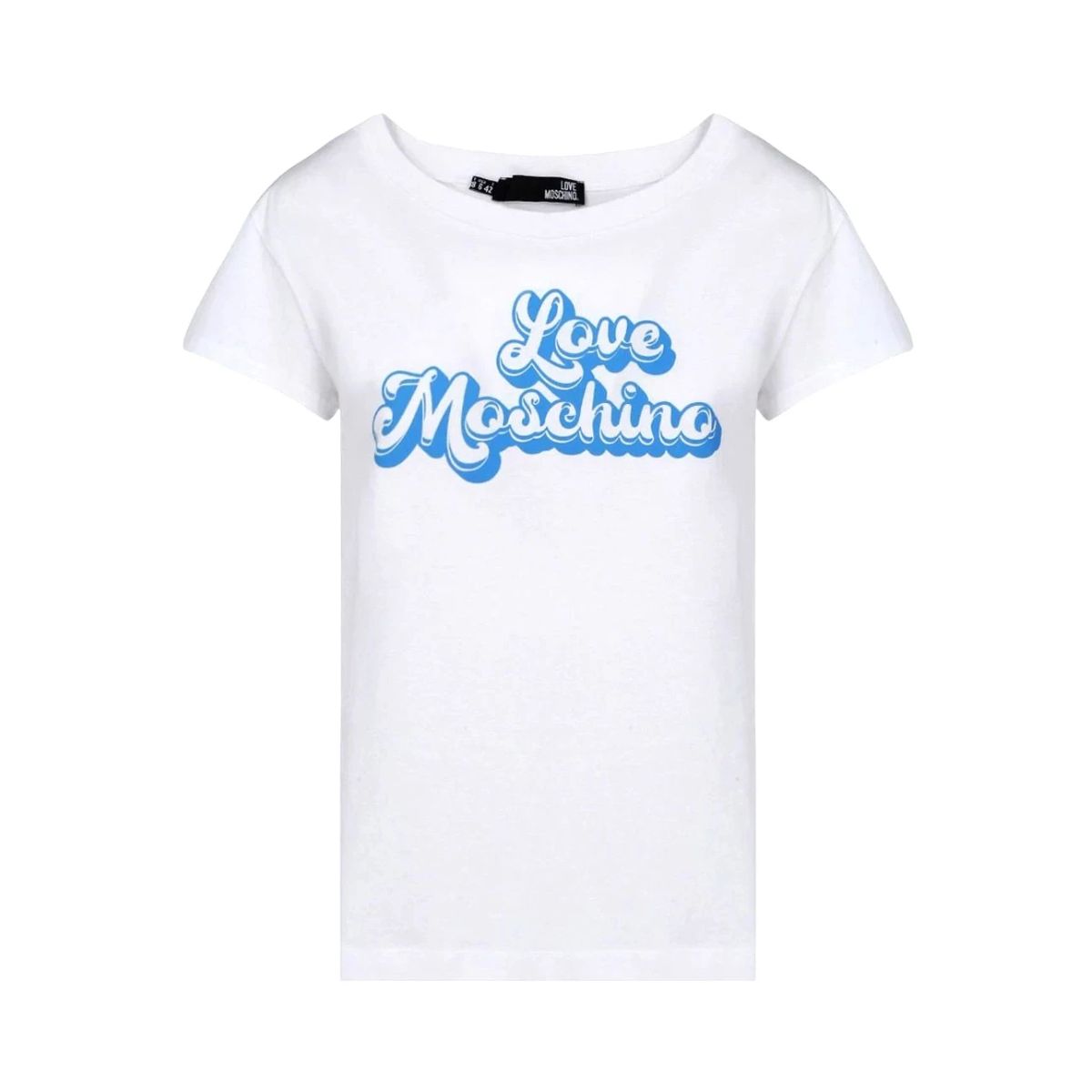 Love Moschino Women's Cotton T-Shirt with Logo – Tricou Alb cu Logo pentru Femei_1 Love Moschino Women's Cotton T-Shirt with Logo – Tricou Alb cu Logo pentru Femei - imagine 1