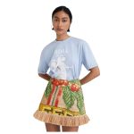 Maiou Desigual Albastru Deschis – Design Predimensionat, Guler Contrastant și Decolteu Rotund - imagine 2