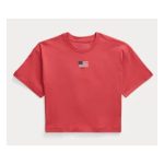 POLO Ralph Lauren Cropped Graphic Cotton Tee - Tricou Cropped cu Imprimeu Grafic- Marime M
