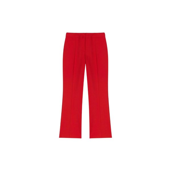 Pantaloni Kick Flare Motivi – Roșii, Talie Înaltă și Croială Elegantă