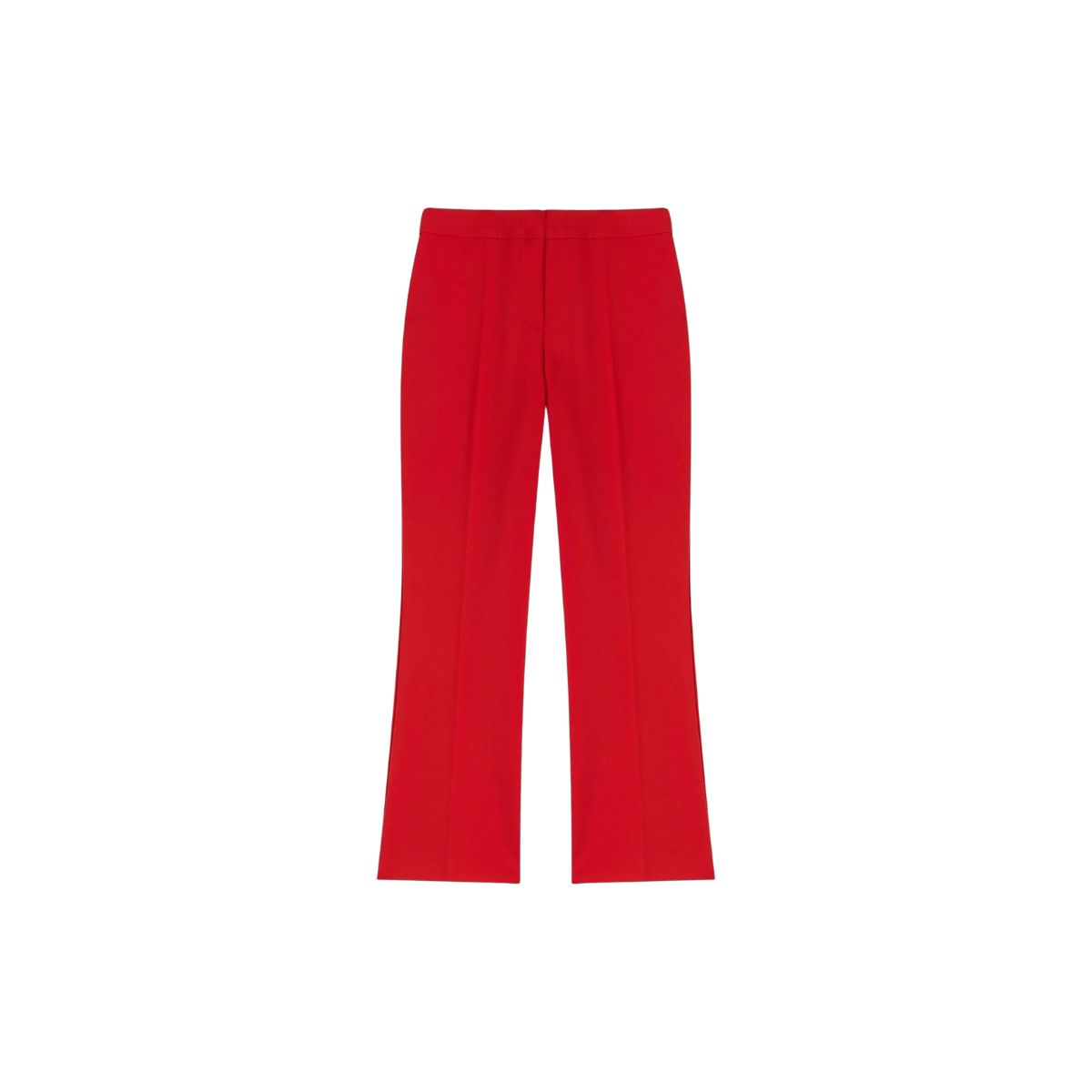 Pantaloni Kick Flare Motivi – Roșii, Talie Înaltă și Croială Elegantă_1 Pantaloni Kick Flare Motivi – Roșii, Talie Înaltă și Croială Elegantă - imagine 1