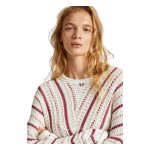 Pepe Jeans Ginny - Jumper Mousse White pentru Femei, cu Dungi, Guler Rotund - Confort și Stil - imagine 6