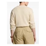 Polo Ralph Lauren Pulover cu Mâneci Lungi din Amestec de Bumbac - Alb Crem - imagine 2