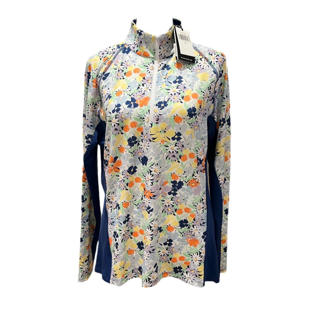 Pulover Quarter-Zip Floral cu Panouri Laterale Contrastante – RLX by Ralph Lauren_1 Pulover Quarter-Zip Floral cu Panouri Laterale Contrastante – RLX by Ralph Lauren Marime S - imagine 1