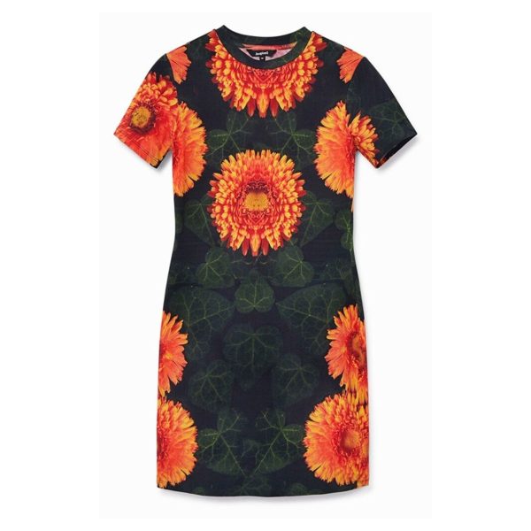 Rochie Desigual Alma S – Imprimeu Floral Multicolor, Fit Slim- Marime S