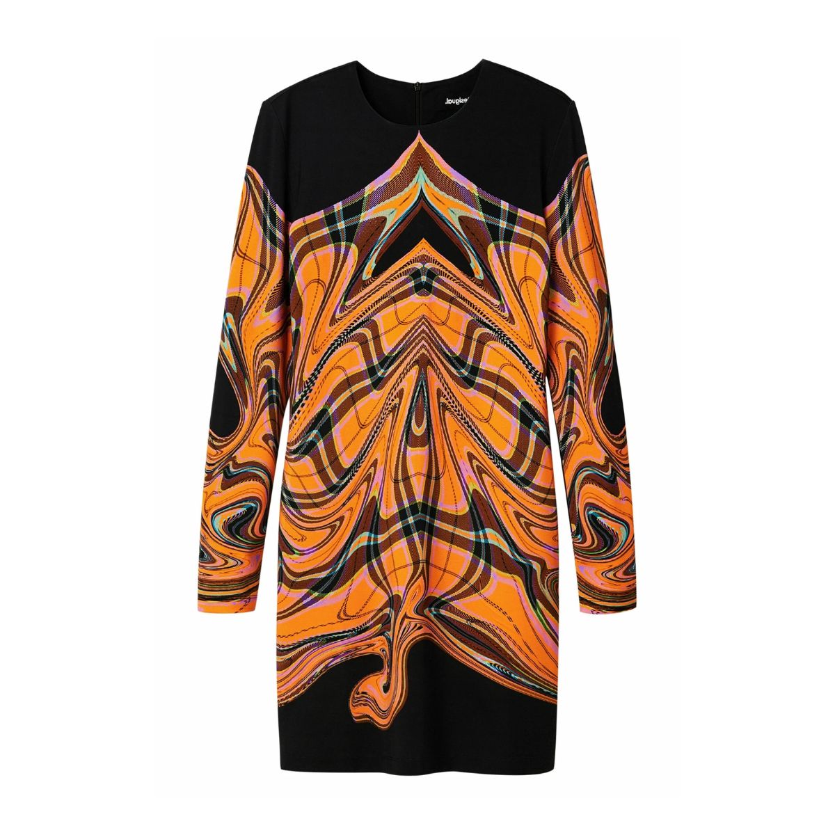 Rochie Desigual Shift - Portocalie, Guler Crew, Imprimeu Modern_1 Rochie Desigual Shift - Portocalie, Guler Crew, Imprimeu Modern - imagine 1