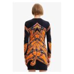 Rochie Desigual Shift - Portocalie, Guler Crew, Imprimeu Modern - imagine 4