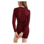 Rochie Lio Desigual – Roșu/Negru, Imprimeu Animal Print, Croială Cambrată, Mâneci Lungi - imagine 2
