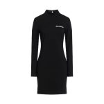 Rochie Love Moschino Scurtă cu Guler Înalt – Neagră, din Bumbac și Elastan