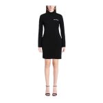 Rochie Love Moschino Scurtă cu Guler Înalt – Neagră, din Bumbac și Elastan - imagine 2