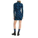Rochie Mery Desigual – Albastră, Imprimeu Cercuri, Croială Cambrată, Mâneci Lungi - imagine 4