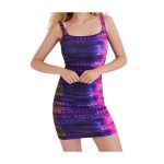 Rochie Scurtă Casual Roz Fandango cu Imprimeu Geometric și Tie-Dye- Marime L - imagine 2