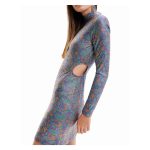 Rochie Scurtă Desigual, Mix Culori – Mâneci Lungi, Fermoar Pe Spate - imagine 4