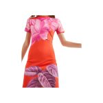 Rochie Tip Camiseta cu Estampat Peonii M. Christian Lacroix – Fond Naranja- Marime S - imagine 4