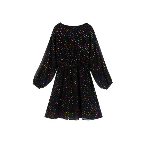Rochie Vaporoasă Desigual, Neagră, Elastic în Talie, Croială Lejeră