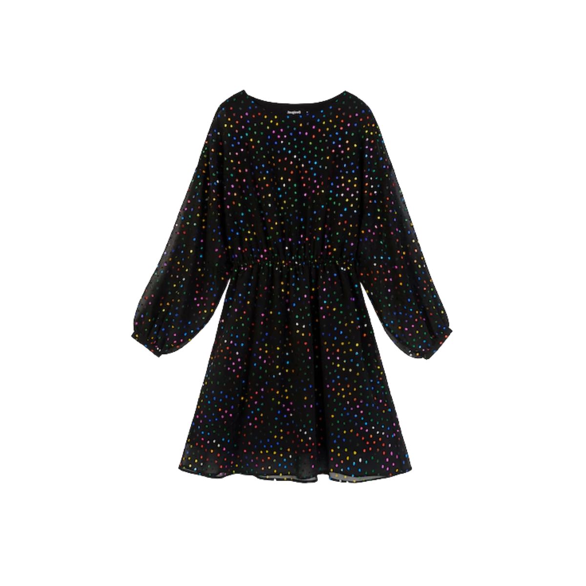 Rochie Vaporoasă Desigual, Neagră, Elastic în Talie, Croială Lejeră_5 Rochie Vaporoasă Desigual, Neagră, Elastic în Talie, Croială Lejeră - imagine 1