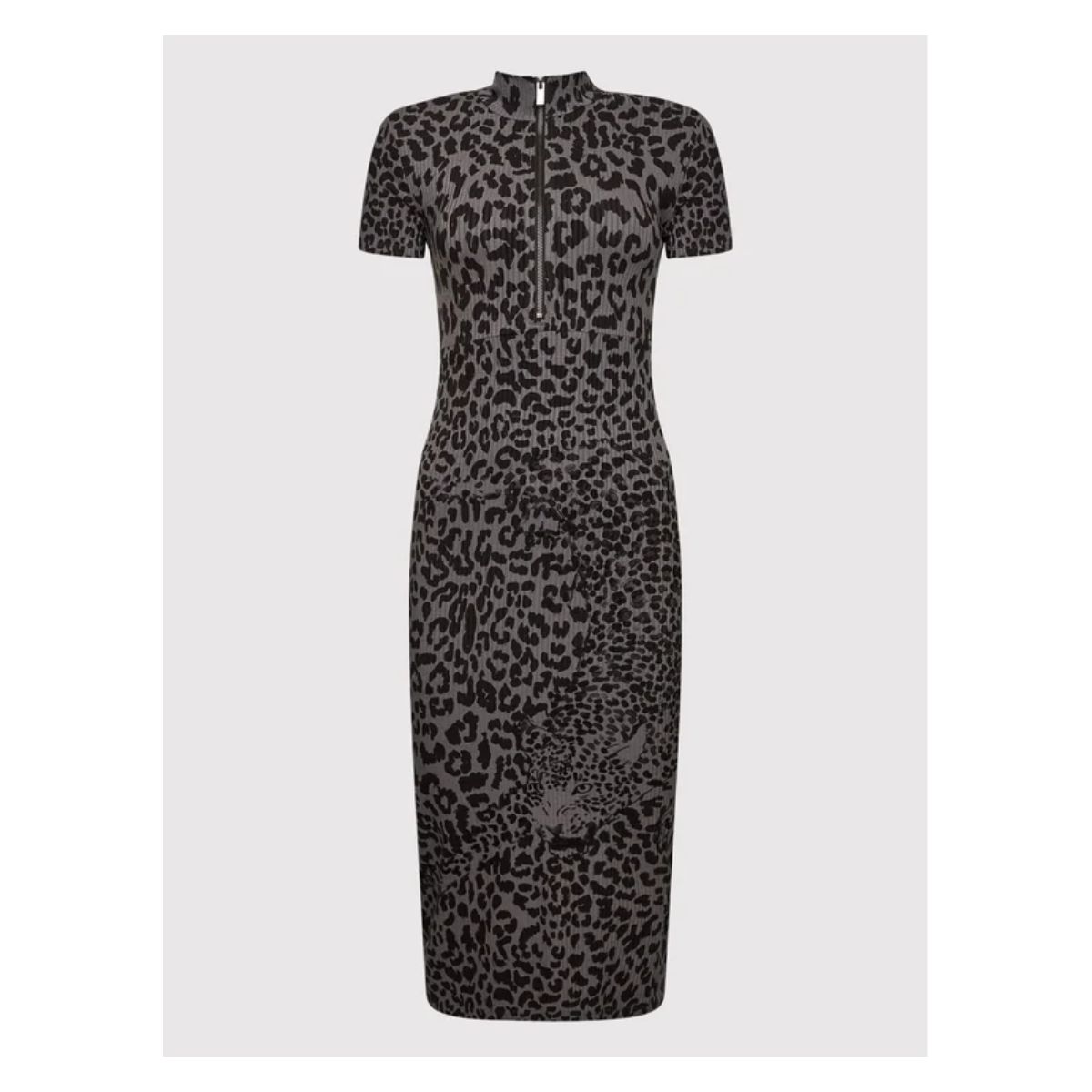 Rochie de Zi Desigual Panter– Gri-Negru, Imprimeu Animal Print, Slim Fit_1 Rochie de Zi Desigual Panter – Gri/Negru, Imprimeu Animal Print, Slim Fit - imagine 1