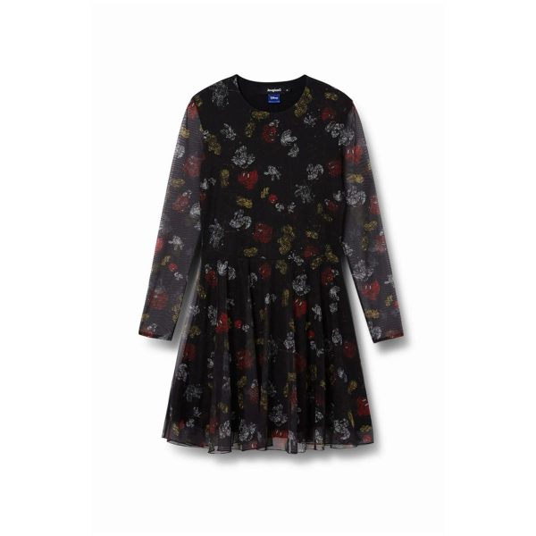 Rochie Scurtă Evazată Desigual Mickey Lovers – Imprimeu Mickey Mouse, Neagră
