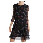 Rochie Scurtă Evazată Desigual Mickey Lovers – Imprimeu Mickey Mouse, Neagră - imagine 4