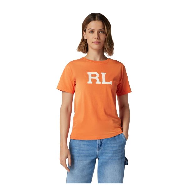 T-Shirt Polo Ralph Lauren pentru Femei cu Print Logo - Culoare Rostrot, 100% Bumbac, Regular Fit- Marime L
