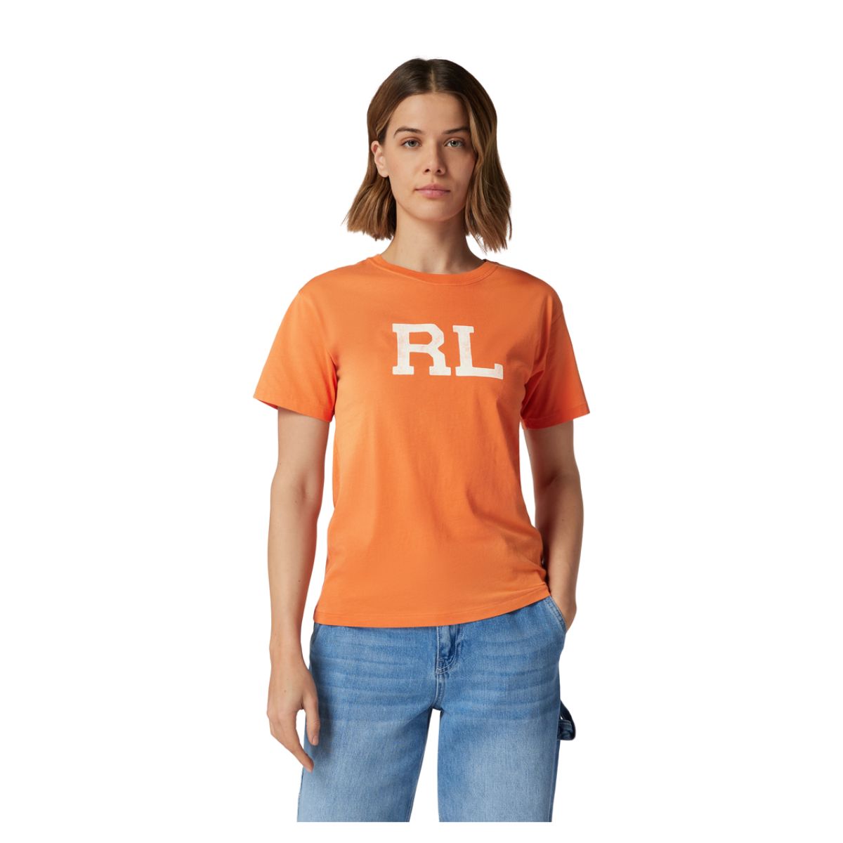T-Shirt Polo Ralph Lauren pentru Femei cu Print Logo_1 T-Shirt Polo Ralph Lauren pentru Femei cu Print Logo - Culoare Rostrot, 100% Bumbac, Regular Fit- Marime L - imagine 1