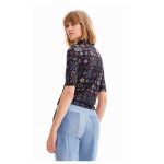 Tricou Fitted cu Guler Perkins și Imprimeu Mozaic – Slim Fit, Mâneci Scurte - imagine 5