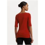 Tricou Lauren Ralph Lauren Stretch Cotton Boatneck - Madison Red, 94% Bumbac, 6% Elastan- Marime M - imagine 2