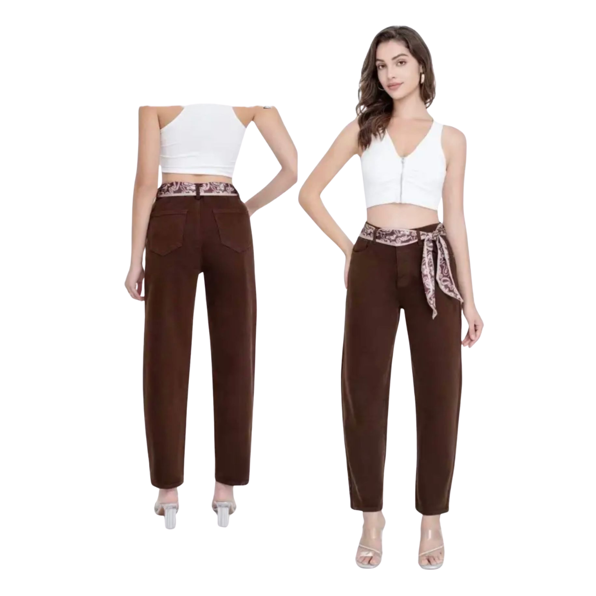 1 Blugi damă Nove&Nove maro – casual - imagine 1