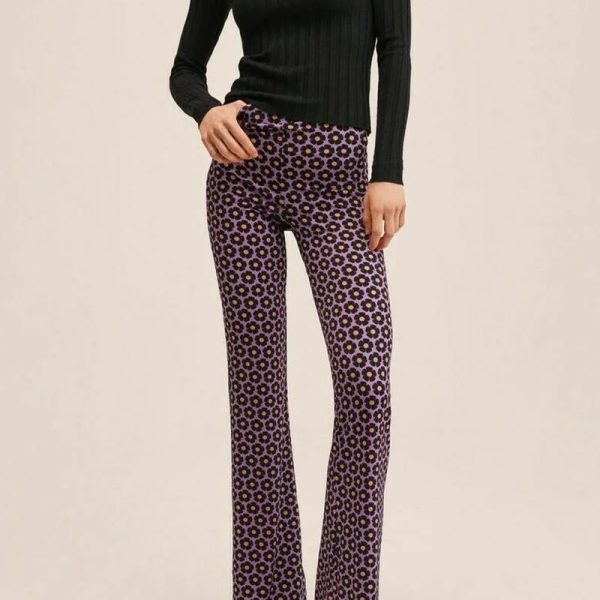 Pantaloni damă Mango evazați – mărime L – multicolor – casual