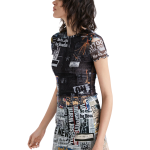 Top damă Desigual transparent multicolor – mărime XL – mesh